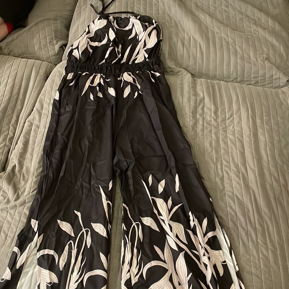 Boho Sleeveless Halter Backless Split Jumpsuit - image 2